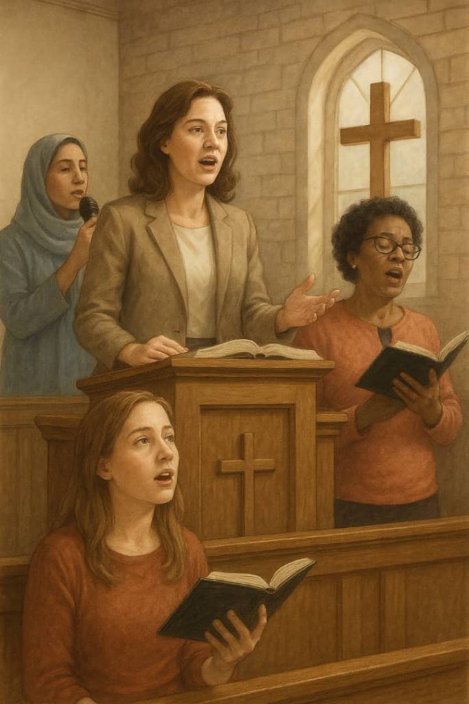 A Woman Preaching On The Pulpit